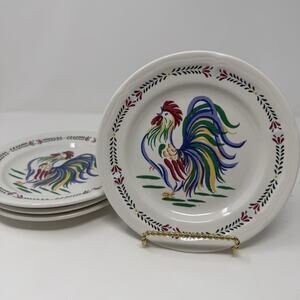 4pcs Vintage Century Stoneware "SUNRISE ROOSTER" 7” Dessert Plates